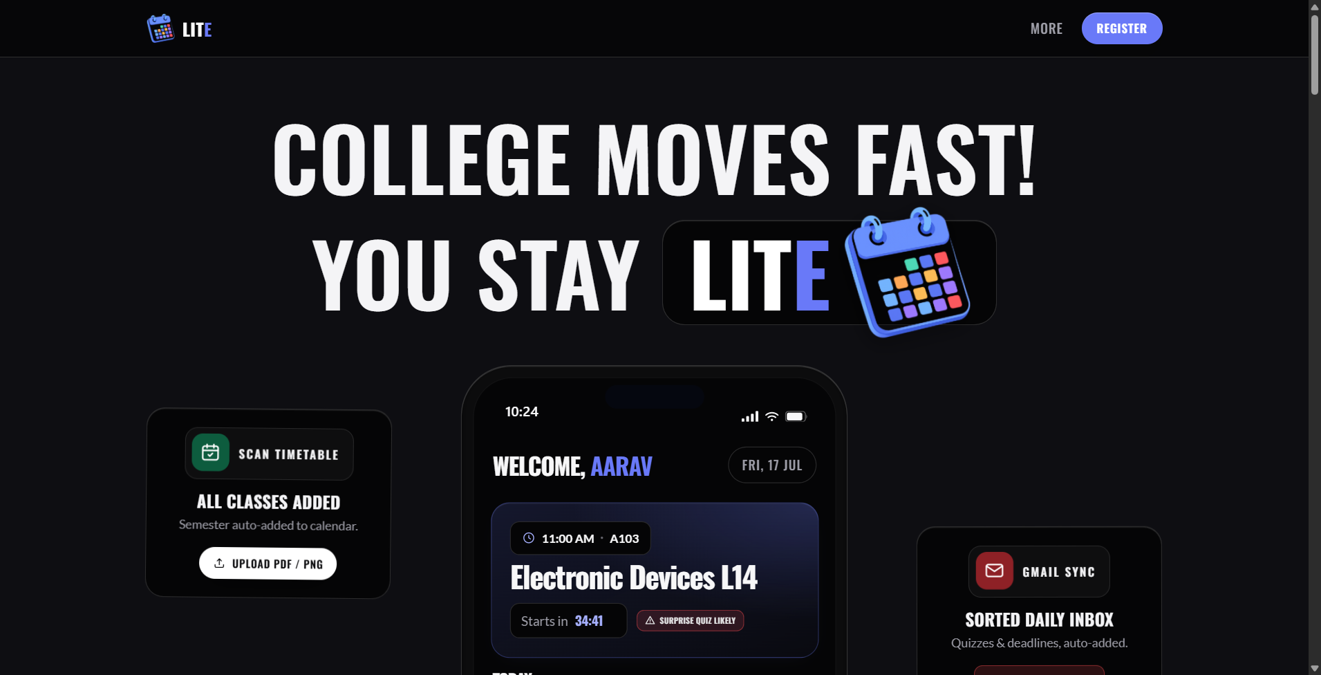 Lite OS smart calendar